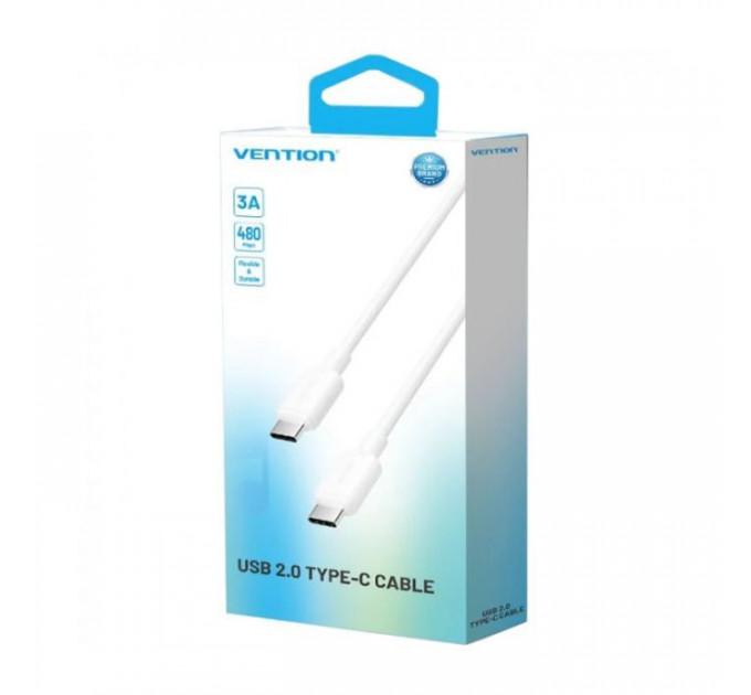 Дата кабель USB-C to USB-C 1.0m 60W white VENTION (TRCWF)