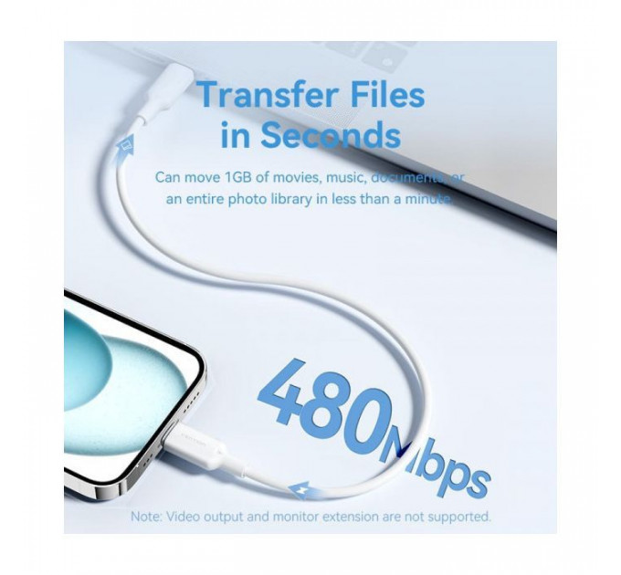 Дата кабель USB-C to USB-C 1.0m 60W white VENTION (TRCWF)