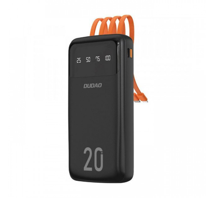 Батарея універсальна Dudao K6Pro+ 20000mAh 10W with USB-C\/Lightning\/MicroUSB\/USB-A cables (6977196682393)