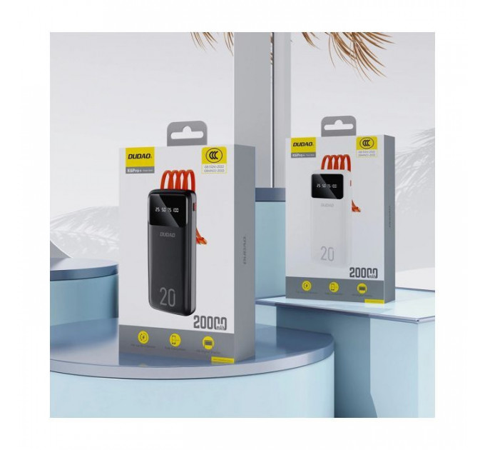 Батарея універсальна Dudao K6Pro+ 20000mAh 10W with USB-C\/Lightning\/MicroUSB\/USB-A cables (6977196682393)