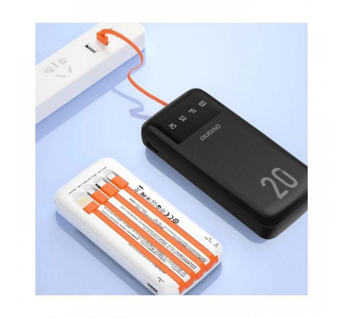 Батарея універсальна Dudao K6Pro+ 20000mAh 10W with USB-C\/Lightning\/MicroUSB\/USB-A cables (6977196682393)