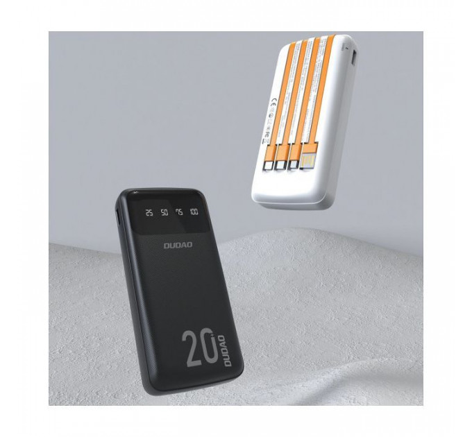 Батарея універсальна Dudao K6Pro+ 20000mAh 10W with USB-C\/Lightning\/MicroUSB\/USB-A cables (6977196682393)