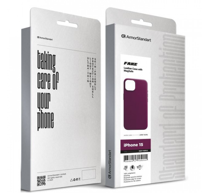 Чохол до мобільного телефона Armorstandart FAKE Leather Case Apple iPhone 15 Deep Purple (ARM76290)