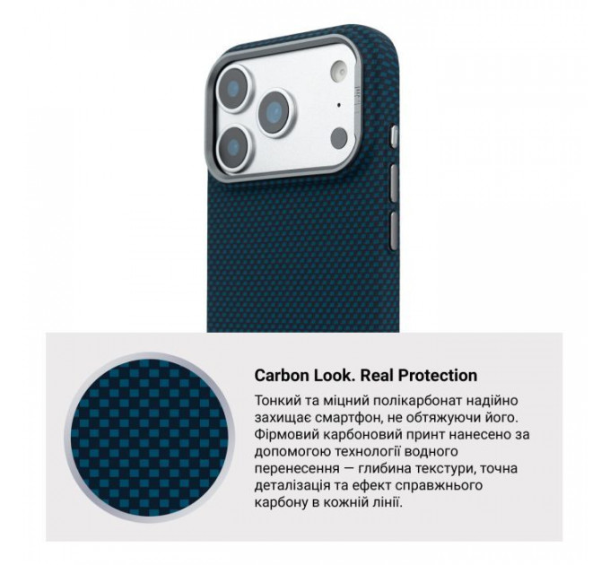 Чохол до мобільного телефона Armorstandart LikeCarbon2 MagCase Apple iPhone 17 Pro Max Kevlar Dark Blue (ARM88553)