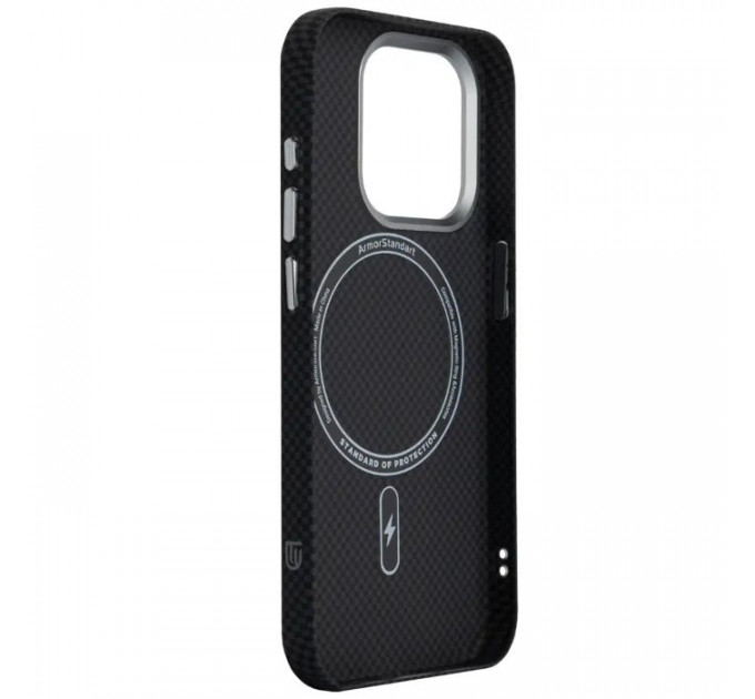 Чохол до мобільного телефона Armorstandart LikeCarbon2 MagCase Apple iPhone 15 Pro Kevlar Black (ARM88589)