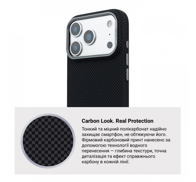 Чохол до мобільного телефона Armorstandart LikeCarbon2 MagCase Apple iPhone 17 Pro Max Kevlar Black (ARM88377)