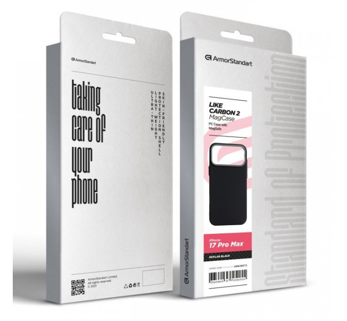 Чохол до мобільного телефона Armorstandart LikeCarbon2 MagCase Apple iPhone 17 Pro Max Kevlar Black (ARM88377)