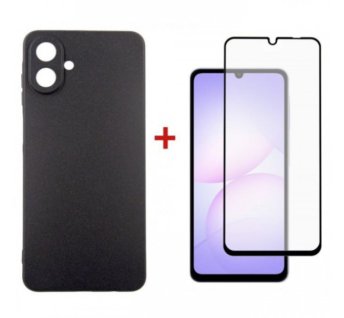 Чохол до мобільного телефона Dengos Carbon Kit for Samsung Galaxy A07 case + glass Black (DG-KM-162)