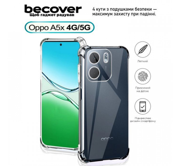 Чохол до мобільного телефона BeCover Anti-Shock Oppo A5x 4G\/5G Clear (713814)