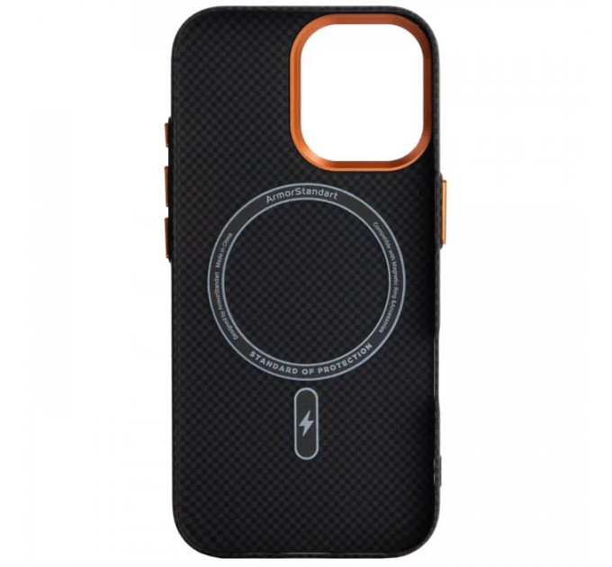 Чохол до мобільного телефона Armorstandart LikeCarbon2 SE MagCase Apple iPhone 17 Kevlar Black Orange (ARM89163)