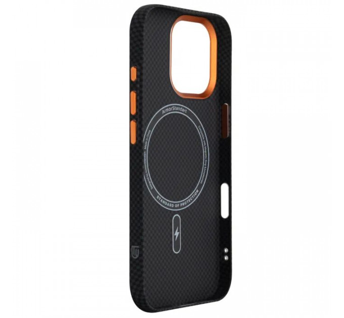Чохол до мобільного телефона Armorstandart LikeCarbon2 SE MagCase Apple iPhone 17 Kevlar Black Orange (ARM89163)