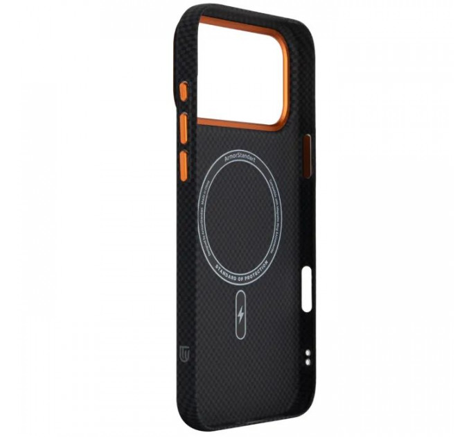Чехол для мобильного телефона Armorstandart LikeCarbon2 SE MagCase Apple iPhone 17 Pro Max Kevlar Black Orange (ARM89165)