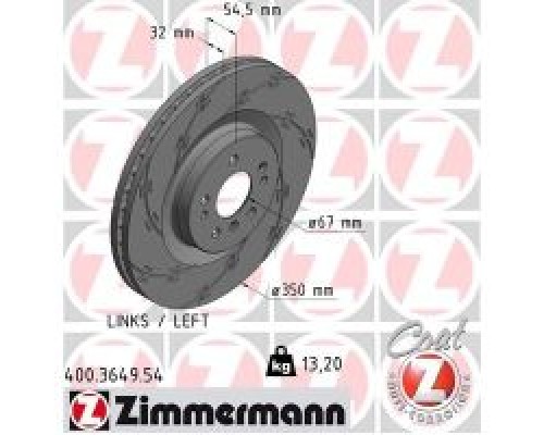 Гальмівний диск ZIMMERMANN 400.3649.54 Гальмівний диск ZIMMERMANN 400.3649.54