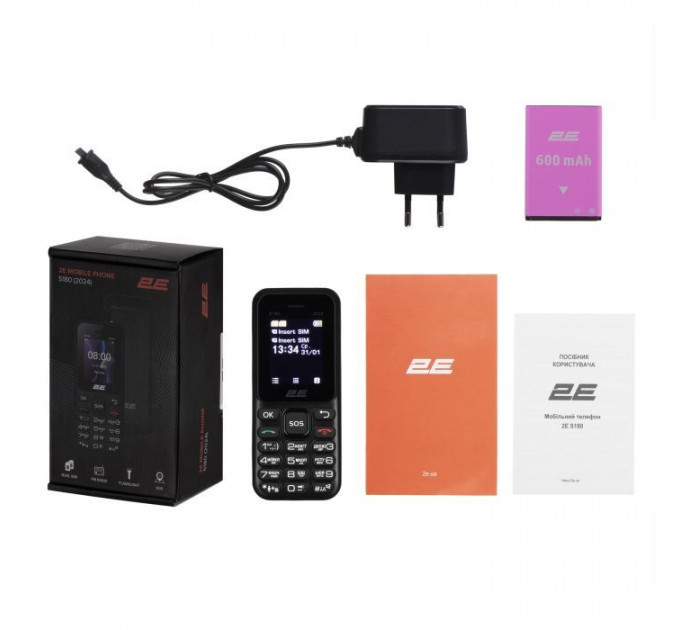 Мобільний телефон 2E S180 2024 Black (694743653885)