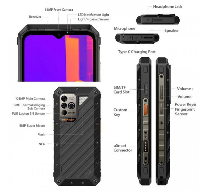 Мобильный телефон Ulefone Power Armor 19T 12\/256Gb Black (6937748735298)