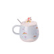 Чашка фарфорова Rainbow Ceramic Mug 400ml з кришкою і ложкою HPCY8278BL