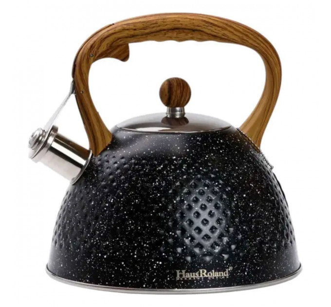 Чайник зі свистком 3 л з дерев'яною ручкою чорний товсте дно HP33535B