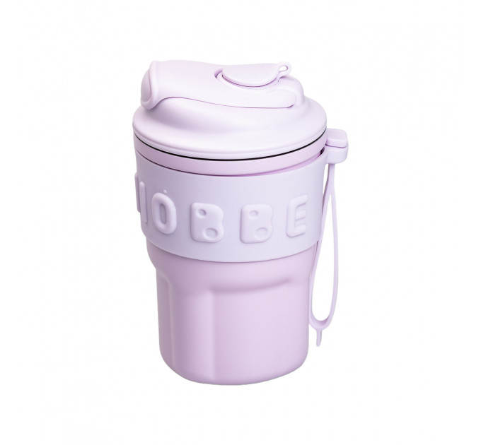 Термочашка Chiobbe з трубочкою та ремінцем 450 мл бузкова HP-14-18V