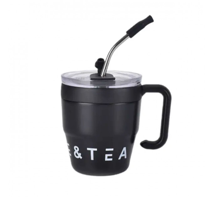 Термочашка Coffee & Tea з трубочкою чорна HP-14-23B