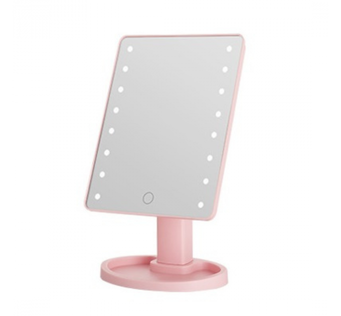 Дзеркало косметичне 21х16 см 16 LED Чорне HP-10-3AP