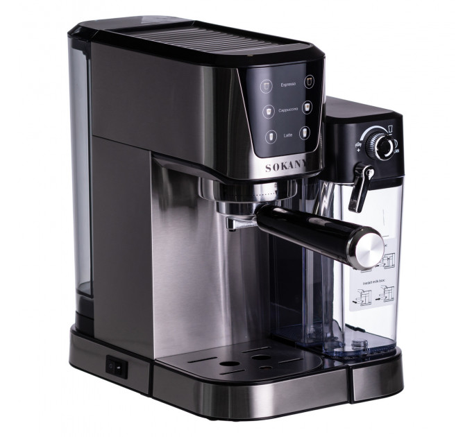 Кофеварка рожковая 3в1 з капучинатором 1350 Вт бак 1 л Sokany SK-04027