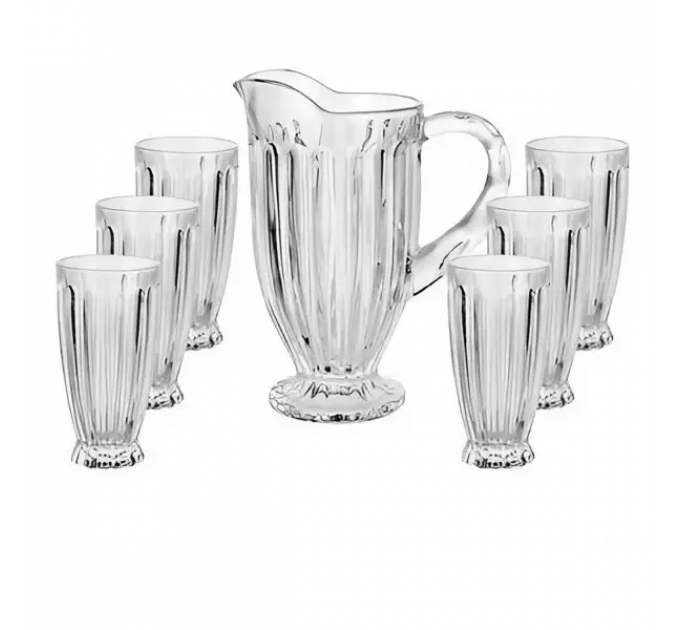 Набір глечик 1,1 л зі склянками 6 (шт) по 300 мл Прозорий HP-19-26GLASS Набір глечик 1,1 л зі склянками 6 (шт) по 300 мл Прозорий HP-19-26GLASS