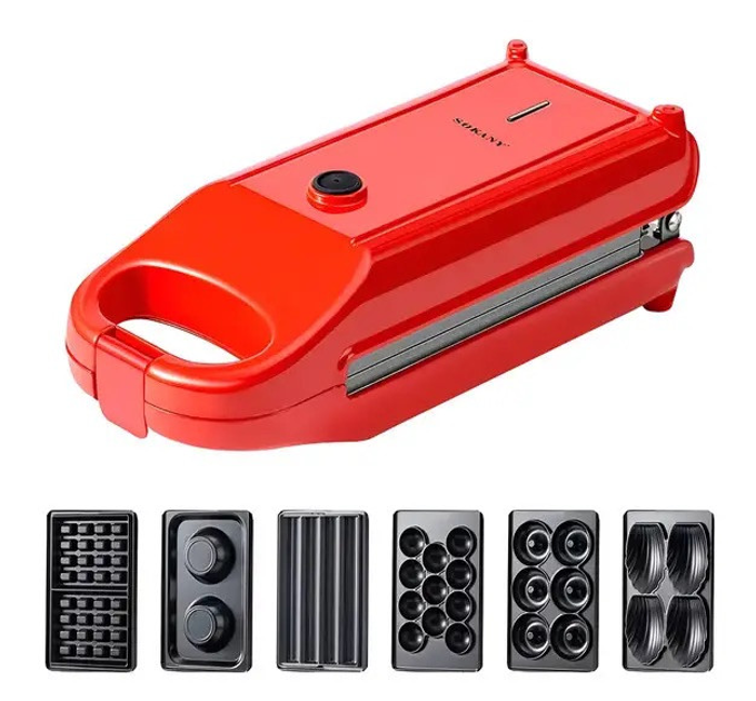 Мультипекар 6 в 1 Sokany SK-BBQ-836 700 Вт антипригарне покриття Червоний
