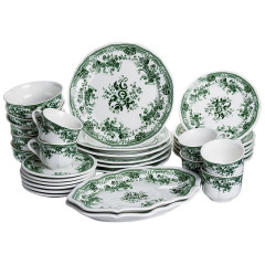 Столовий набір посуду 32 предмети на 6 осіб Vintage Elegant порцеляновий Зелений YY78-7A