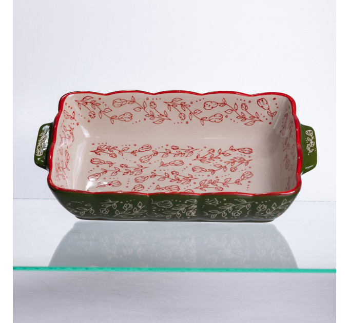 Форма для випікання Vintage 28×17×5 (см) Форма для випікання в духовці з ручками Зелена HM05-10 Форма для випікання Vintage 28×17×5 (см) Форма для випікання в духовці з ручками Зелена HM05-10