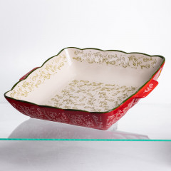 Форма для запікання Vintage 34×30×7 (см) квадратна форма для випікання у духовці з ручками Червона HM04-16