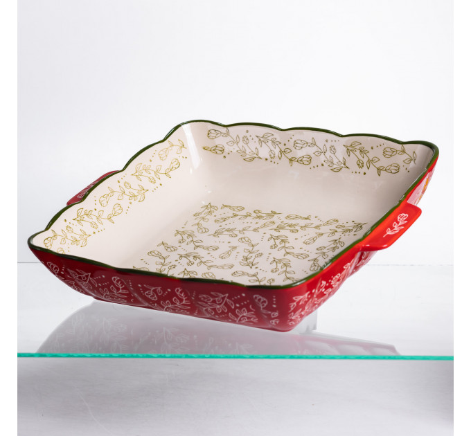 Форма для запікання Vintage 34×30×7 (см) квадратна форма для випікання у духовці з ручками Червона HM04-16
