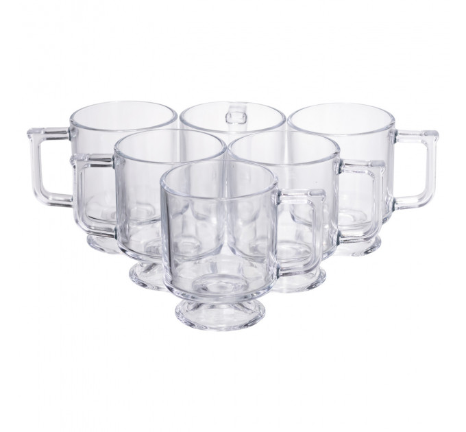 Набір чашок 6 шт для чаю та кофе Goblet по 300 (мл) кухлі скляні Прозорий HP-19-L6