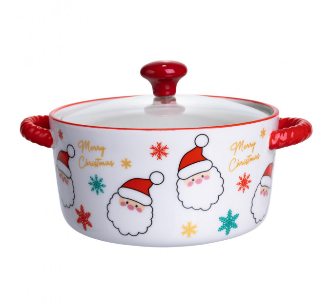 Супниця порцелянова Santa новорічна 800 (мл) з кришкою Yiwu FM-CS-9A