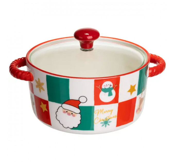 Супниця порцелянова Christmas новорічна 800 (мл) з кришкою Yiwu FM-CS-9C