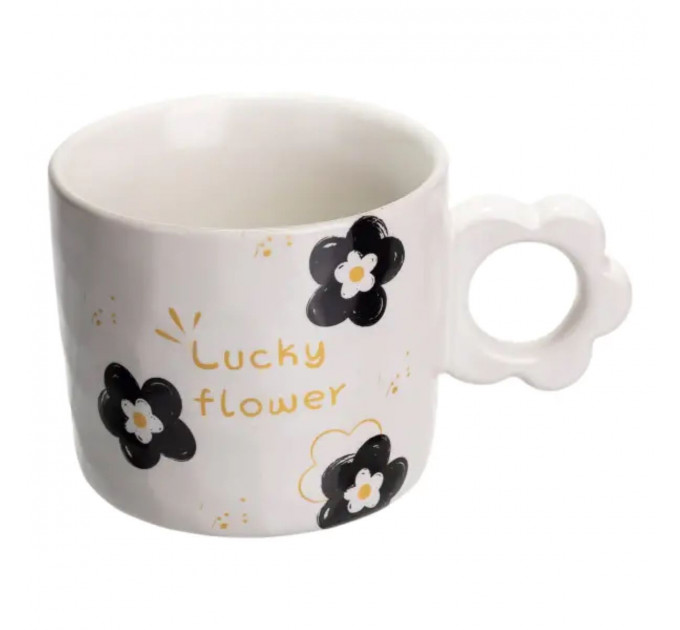 Чашка для чаю та кави порцелянова Lucky Flower 250 мл гарна оригінальна на подарунок Біла FM-14D