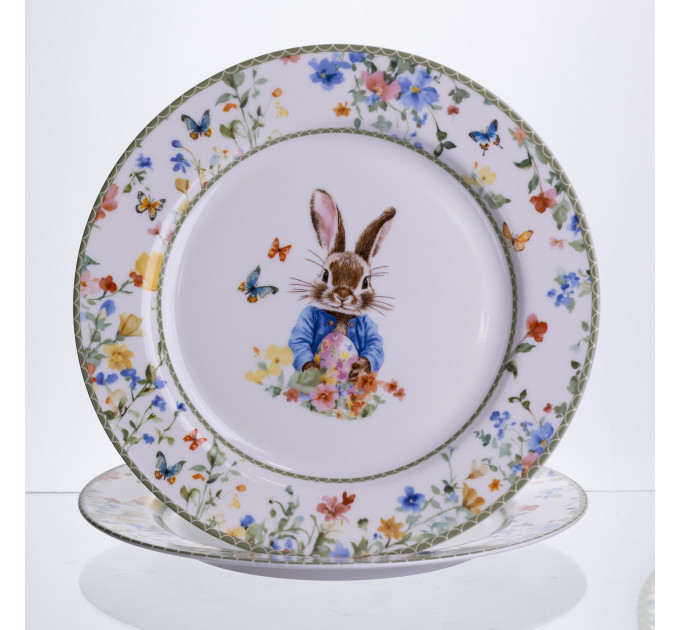 Набір обідніх тарілок пасхальних Garden Rabbits порцелянові 25 см HP-7323-5A
