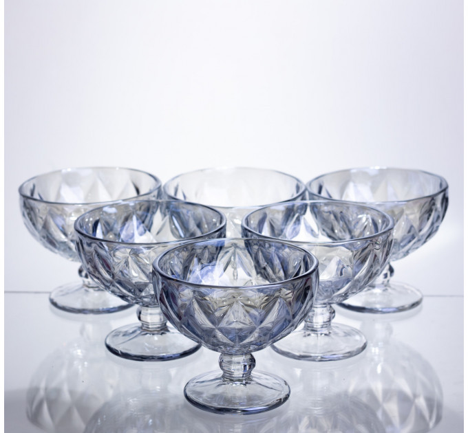 Набір креманок Diamond Blue 6 штук по 300 мл HP-19-277