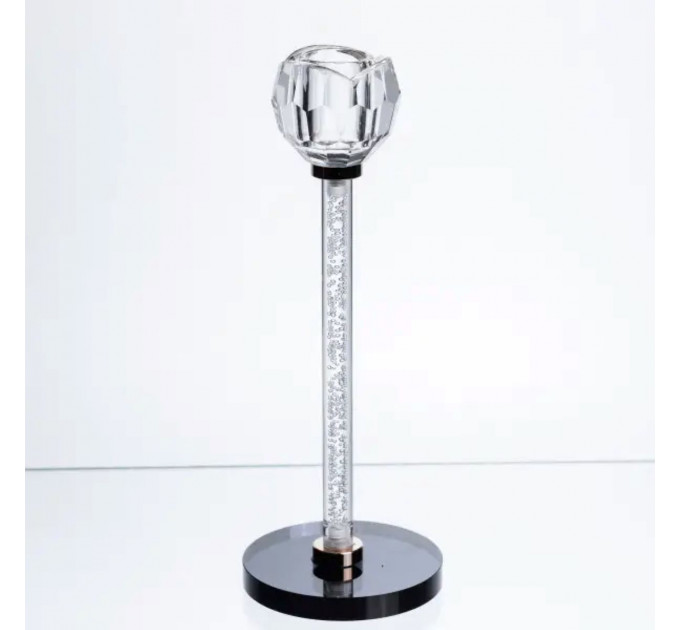 Скляний свічник Crystal Pillar 22см на стіл високий декоративний HP-7-26