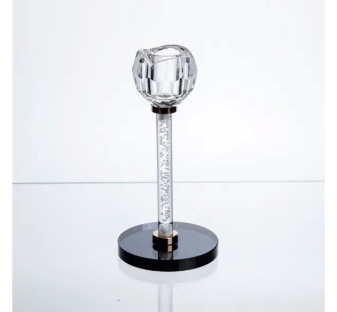 Скляний свічник Crystal Pillar 17 см на стіл декоративний HP-7-27