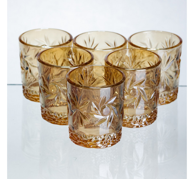 Набір чарок для віскі Shot glass 6 штук по 75 мл коричневий HP-17-39
