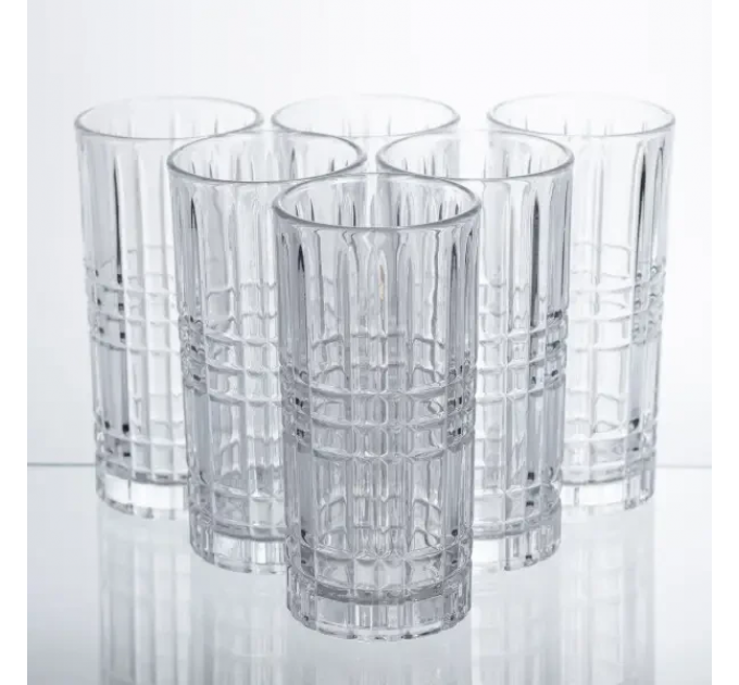 Набір склянок Geometric Glass 6 штук по 300 мл з рельєфним візерунком HP-17-3