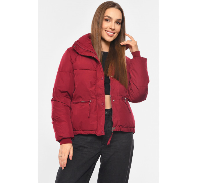 Куртка жіноча демісезонна бордового кольору Moda 2617 XL Бордовий (193993)