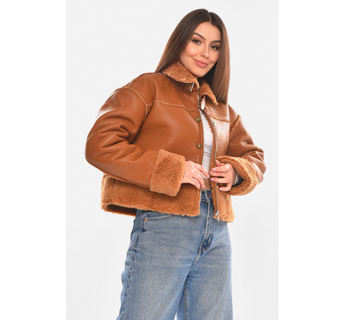 Дублянка жіноча однотонна коричневого кольору Fashion 6939 S Коричневий (210414)