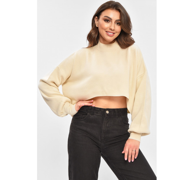 Кофта жіноча однотонна світло-бежевого кольору Fashion 4087 42-44 Світло-бежевий (207291)