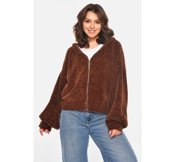 Кофта жіноча однотонна коричневого кольору Fashion 42-44 Коричневий (212611)
