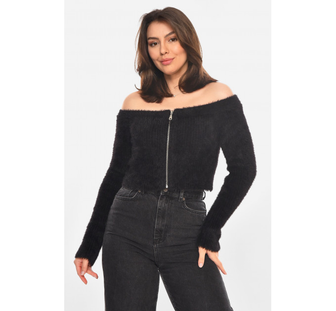 Кофта жіноча на блискавці чорного кольору. Fashion M Чорний (212866)