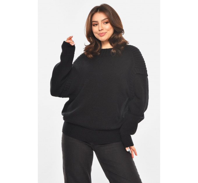 Светр жіночий в'язаний чорного кольору Fashion S/M Чорний (213667)