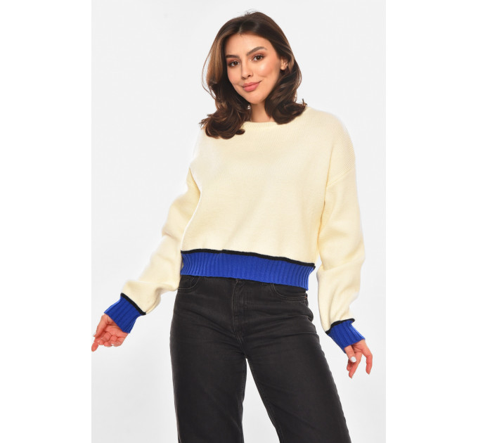 Светр жіночий в'язаний молочного кольору Fashion OneSize Молочний (213670)