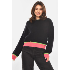 Светр жіночий в'язаний чорного кольору Fashion OneSize Чорний (213672)