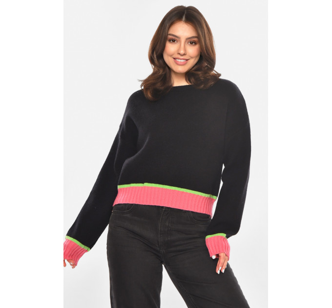 Светр жіночий в'язаний чорного кольору Fashion OneSize Чорний (213672)